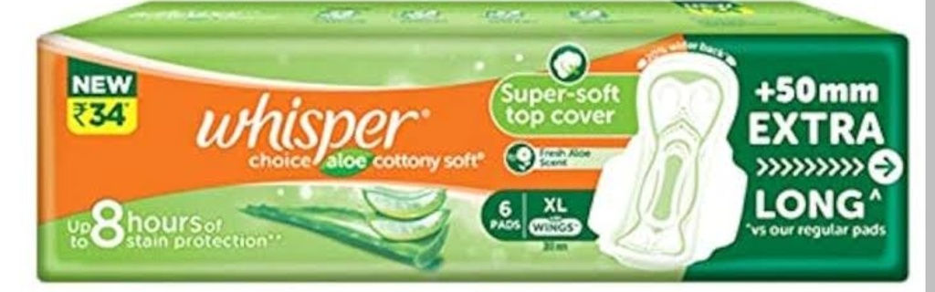 Whisper choice aloe cottony soft XL 6units