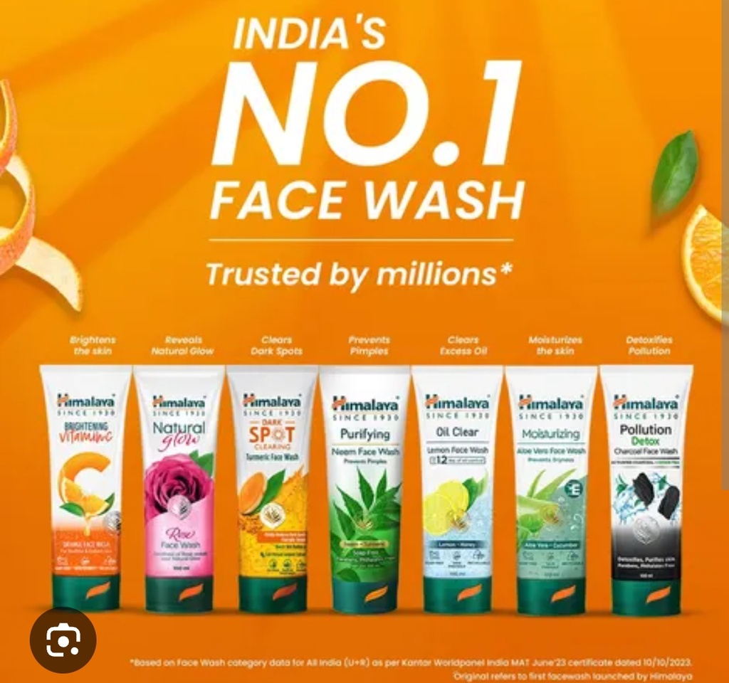 Himalaya Face Wash 50ml(Varients:Aloe Vera ,Rose,Charcoal,Orange,Kesar,Blueberry,Neem)